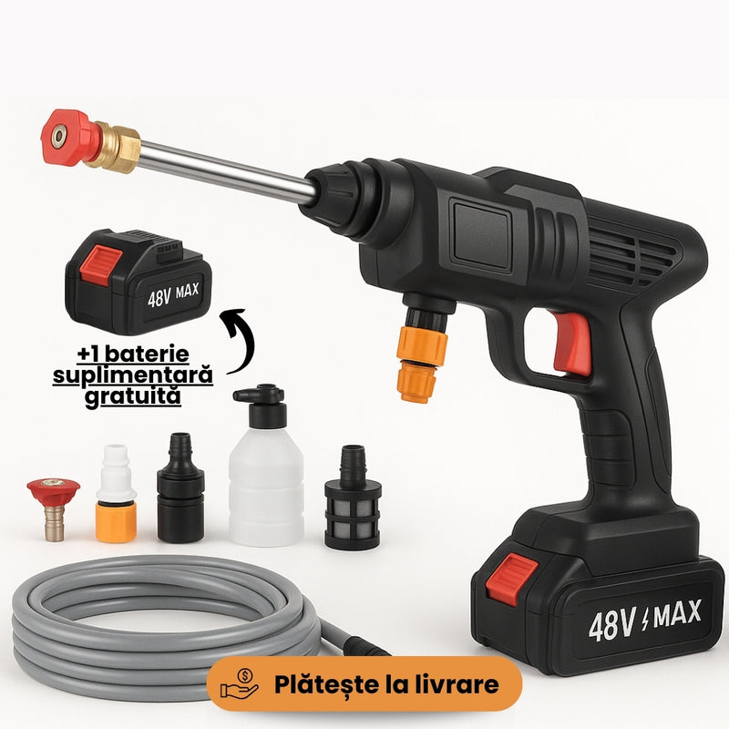 Aparat de spălat cu presiune profesional + 1 baterie CADOU!