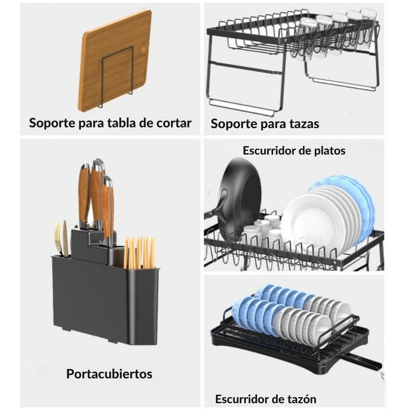 CleanFlow – Suport de scurgere pentru vase din oțel inoxidabil + Cadou special